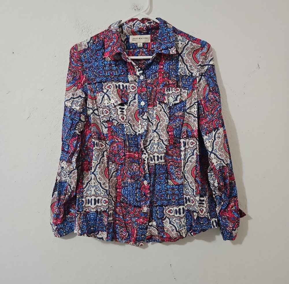 Jones New York Multicolor Button-Down Blouss